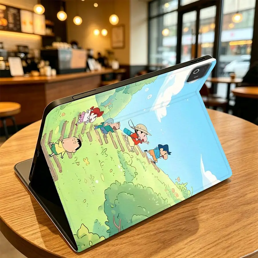C-Crayon Shin-Chans Anime with Pencil Slot Case for Xiaomi Redmi Pad SE K Pad 8.8 9.7 12.4 Inch Pad 5 6 7 8 Pro Pad 6s Pro 7 6