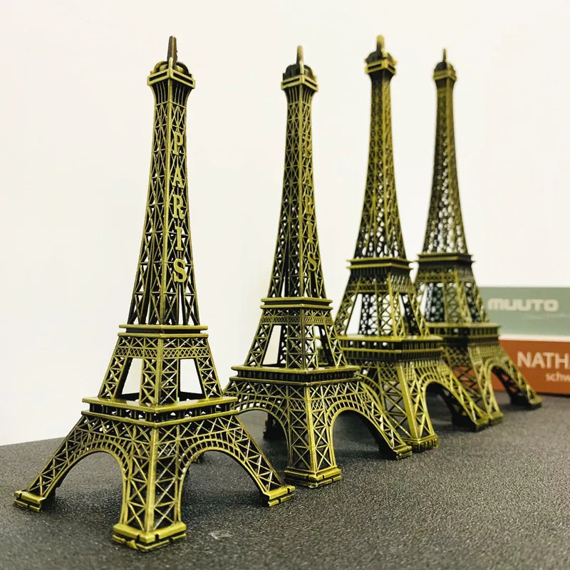 8-15cm Paris Tower Plastic Bronze Crafts Home Desktop Model Decor Souvenir Figurine Statue France Tower Retro Bronze Decorations