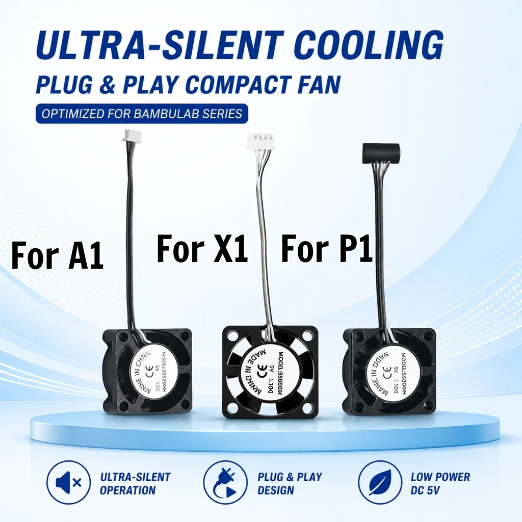 Hotend 2510 Cooling Fan for Bambu Lab X1 P1 A1 Series 3D Printer Replacement High Airflow Low Noise Extruder Cooler Fan