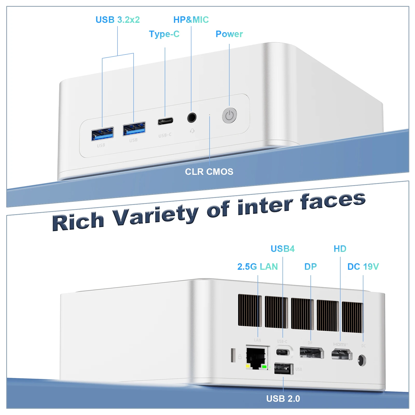 SZBOX MINI PC Z66 AMD Ryzen 5 6600H 5600MHz SSD PCIe3.0 Windows 11 Pro Wifi6 BT5.2 Full-featured Type-C Desktop Office Computer