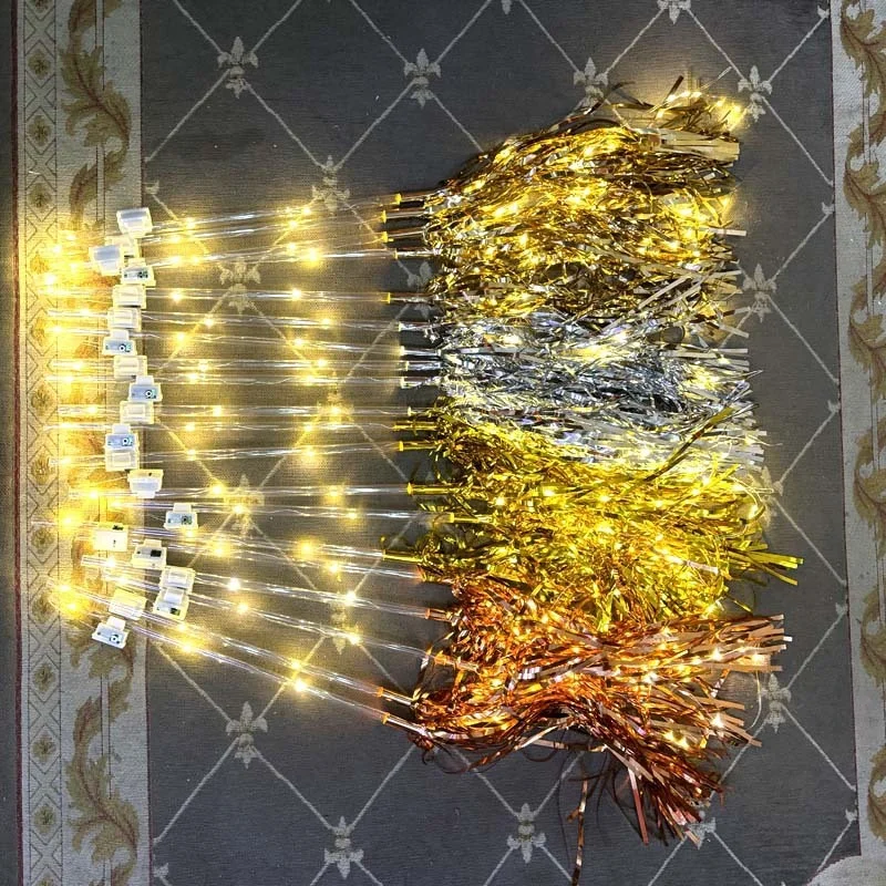 

European Style Tassel Silk Fairy Glowing Stick Wedding Birthday Party Lawn Decoration Festival Celebration Magic Stick Prop 100