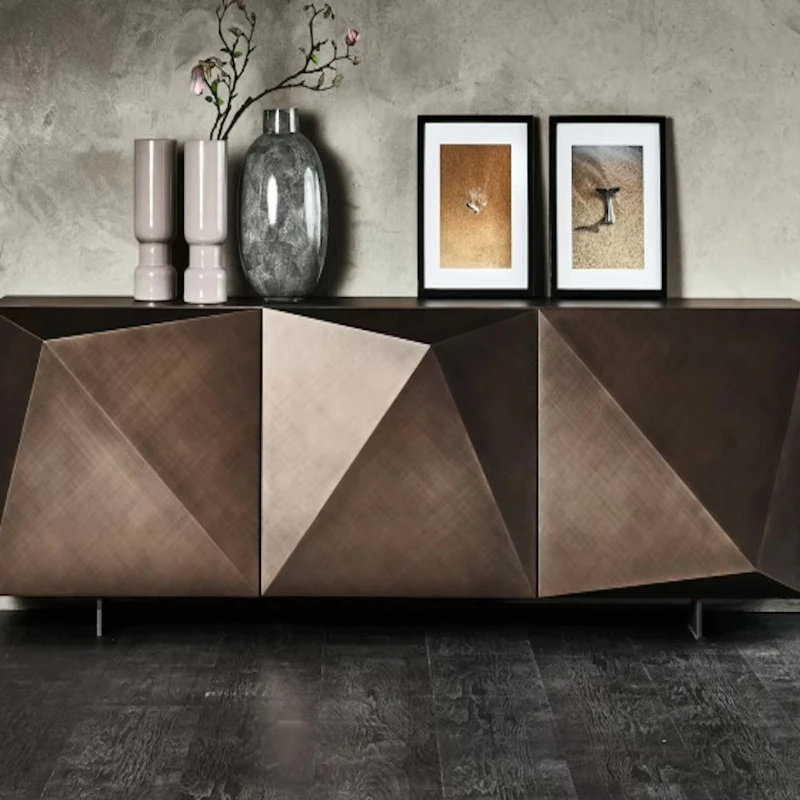 

Villa light luxury solid wood restaurant side cabinet, creative style modern simple sideboard