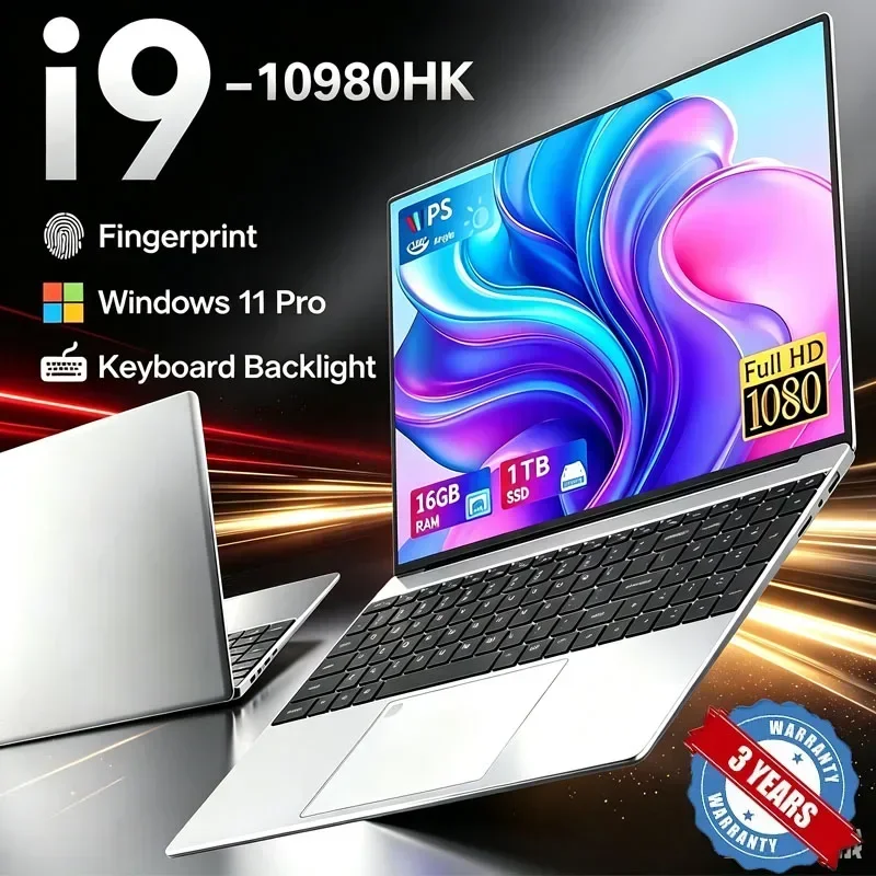 2026 Intel Core I9-10980HK Notebook Windows 11 15.6 Inch Laptop 16GB RAM 1TB/2TB SSD Fingerprint UnIock Office Game Laptops