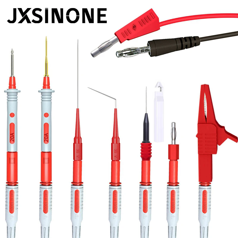 JXSINONE  P1957 Multimeter Wire Piercing  Probes Test Leads Kit with Puncture Needle 4mm Banana Plug Alligator Clip 64PCS