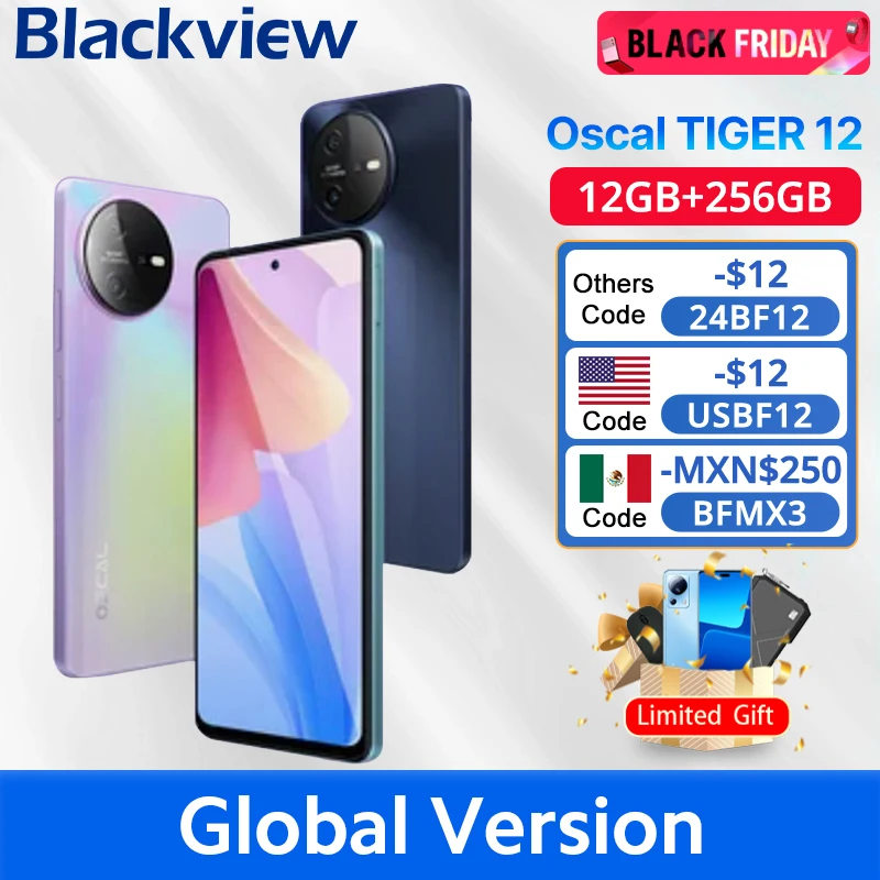 Blackview OSCAL TIGER 12 Smartphone NFC 6.78'' FHD+ IPS 2.4K 120Hz Display 12GB 256GB 64MP Camera Android 13 5000mAh Battery cel