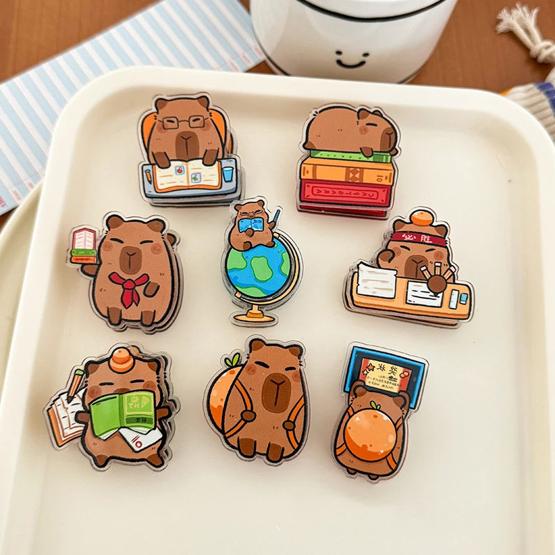 Creative Cute Paper Clip Kawaii Lovely Capybara Acrylic Clip Double Sided Decorative Binding Sealing Clamp Student