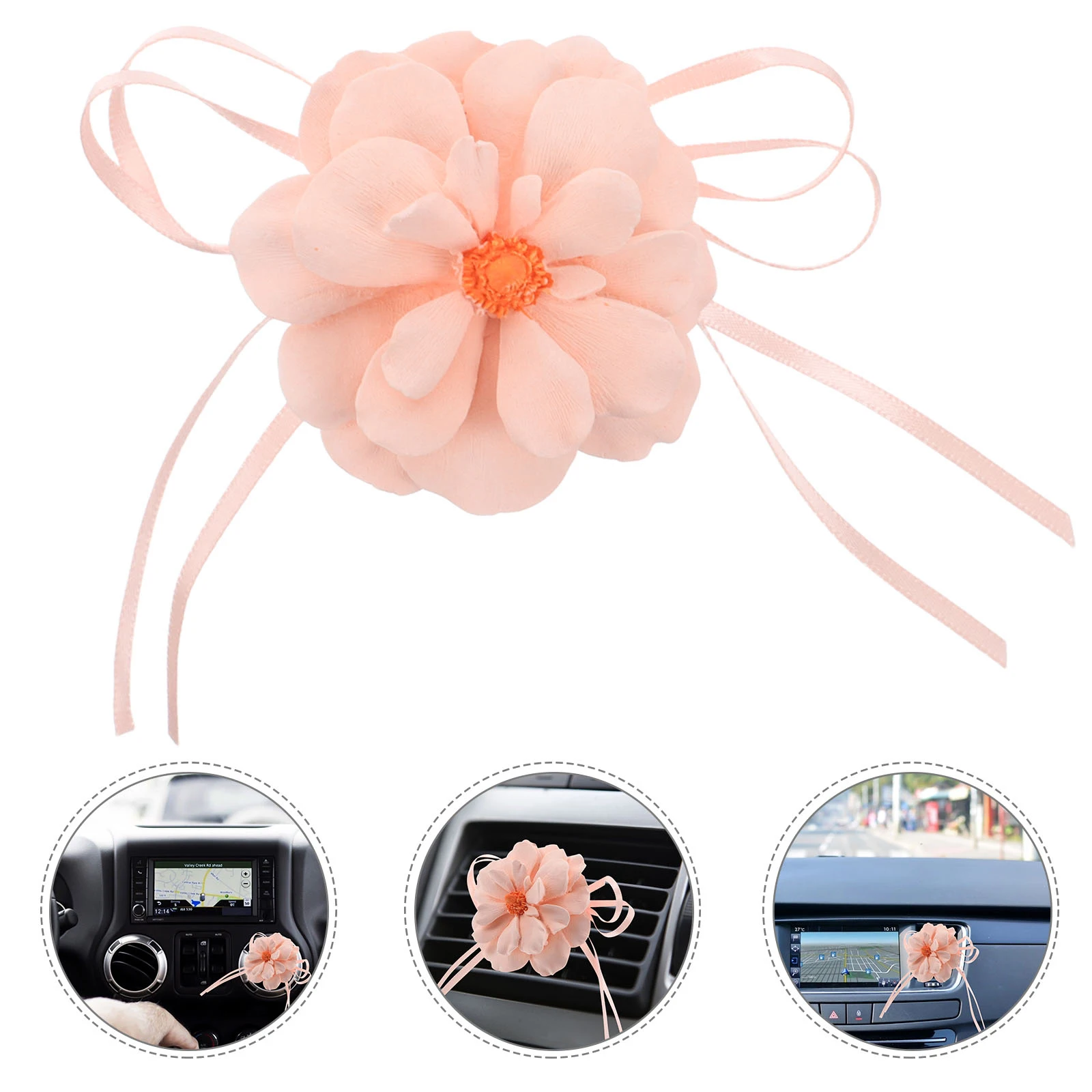 

Flower Car Air Freshener Diffusers for Interior Decor Essential Oil Vent Clips Cute Women Aroma Accessories White