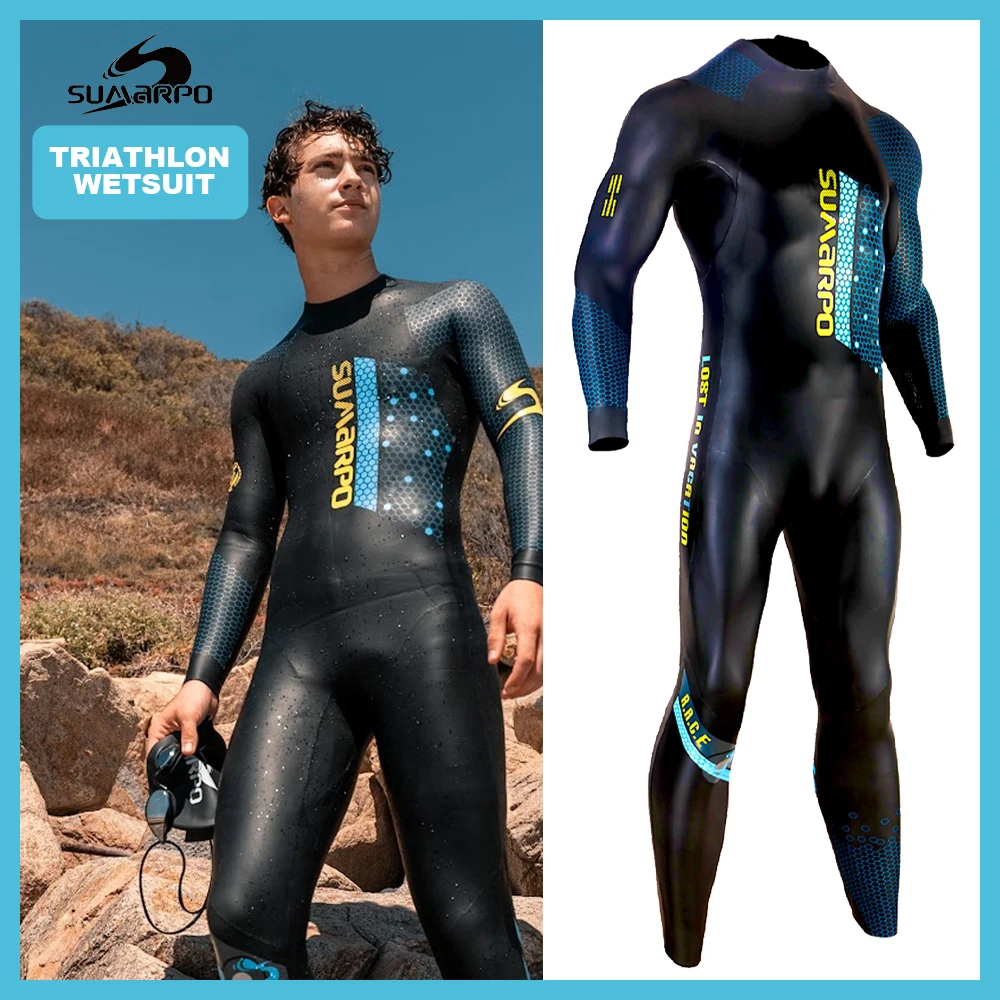 SUMARPO Tirathlon Wetsuits for Men RACE, 4/2mm Yamamoto Neoprene for Open Water Swimming, Fina Approved