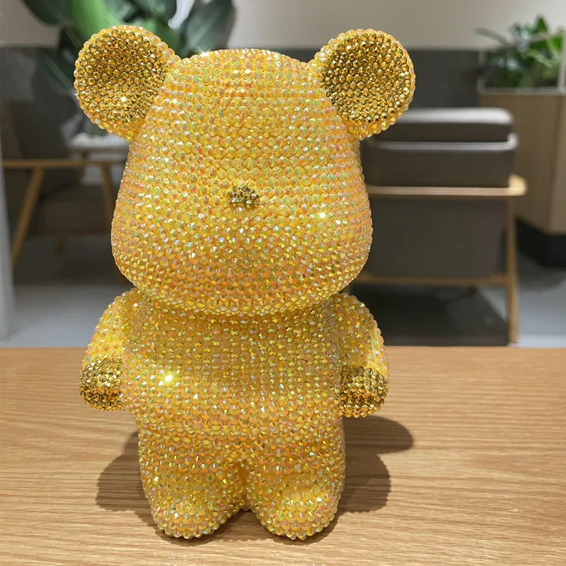 DIY Diamond Bear Coin Deposit Jar Rhinestone Animal Statue Handmade Mosaic Cross Stitch Piggy Bank Living Room Decorative Gift