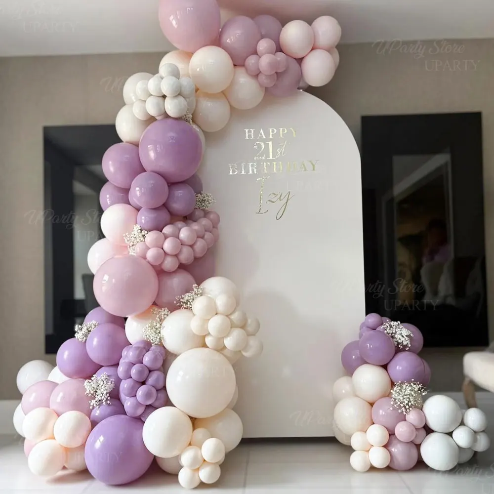 Staubige rosa lila Luftballons Girlande 5/10/18 Zoll weißer Sand Boho staubige rosa Luftballons Bogen für Geburtstag Babyparty Hochzeitsdekoration