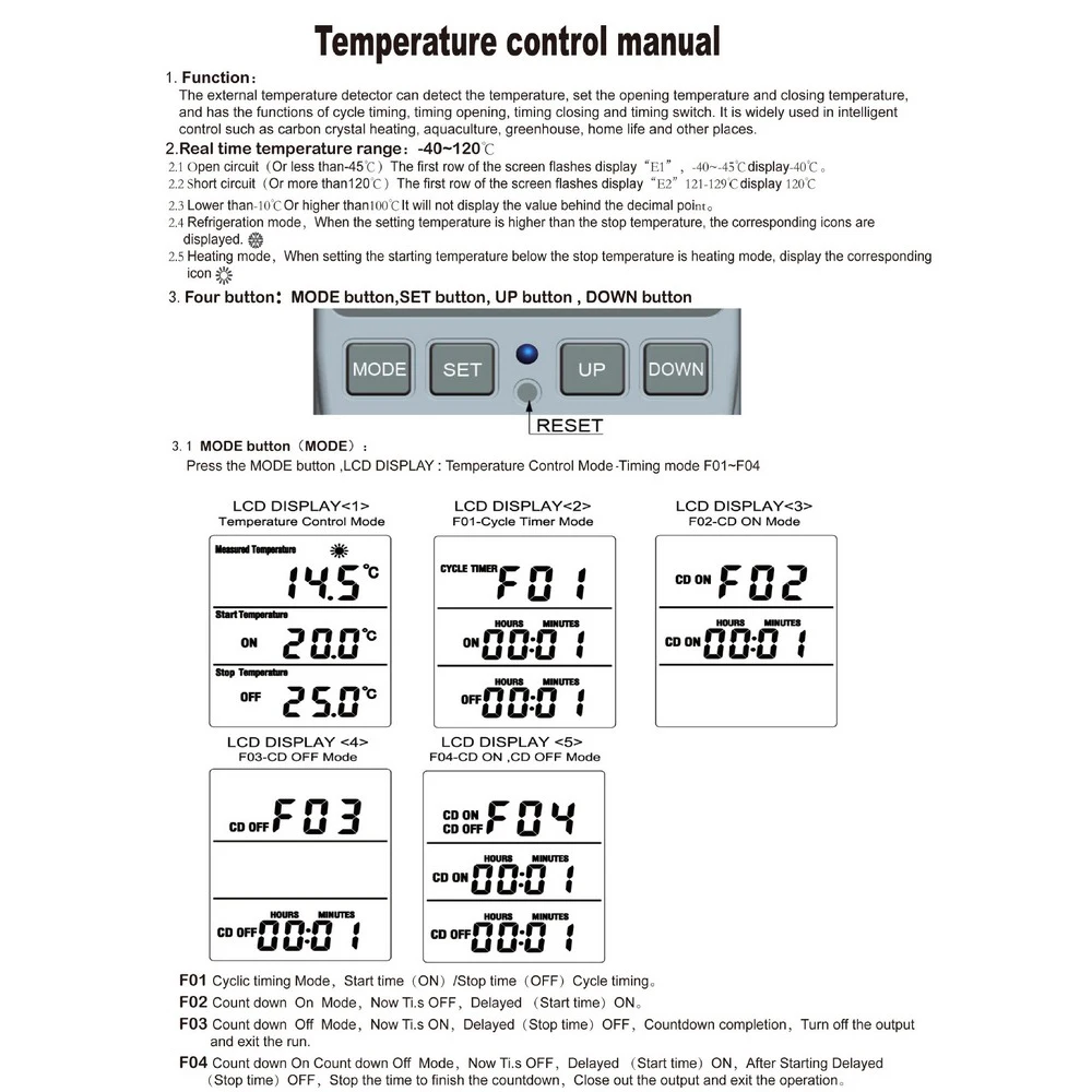 Multifunctional Thermostat Electronic Digital Timer Temperature Controller Socket with Timing Switch Sensor Probe 110-220V