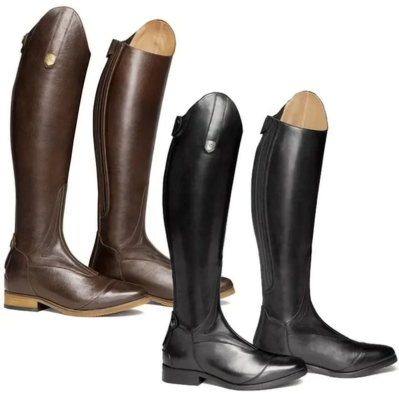 Women's Knee High Riding Boots, Long Equestrian Leather Shoes, Bootcut Rider, Wide Axis Medieval Suit