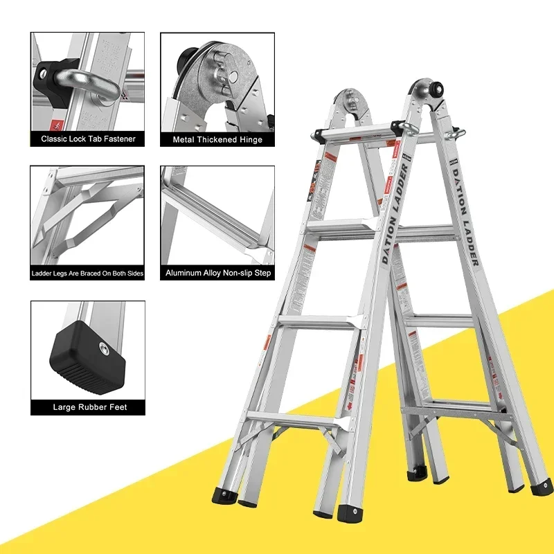 5 Ladders in One 17 ft Aluminum Ladder with Wheels 22 ft Folding Multi Position Ladder