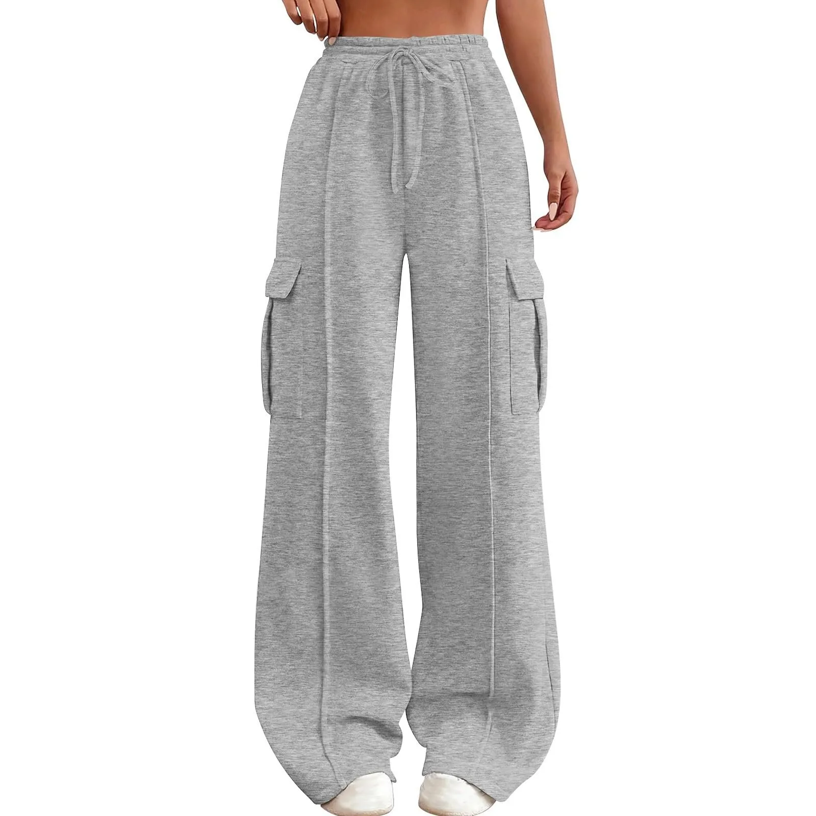 Female Wide Leg Sweatpants Trendy Drawstring Baggy Sweatpants High Waisted Casual And Versatile Comfy Jogger Trousers