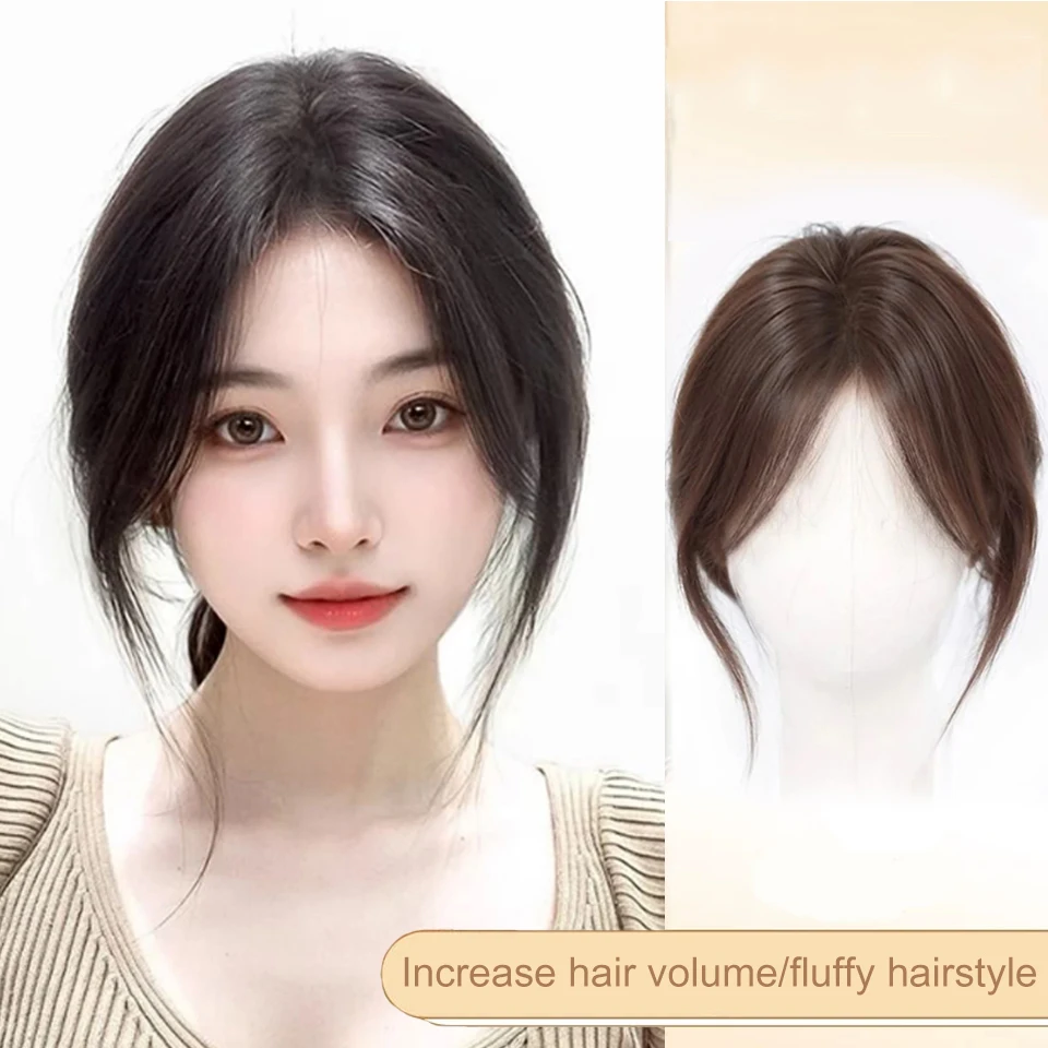 WTB Middle Part Fake Bangs Fringe Synthetic Topper Hairpiece Clip-In Bang Extension Natural Invisible Clourse Hairpiece Women