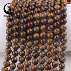 Natural Stone Beads Brown Nuwa Stone Round Loose Spacer Beads For Jewelry Making Bracelets DIY Accessories 6 8MM Pick Size 15