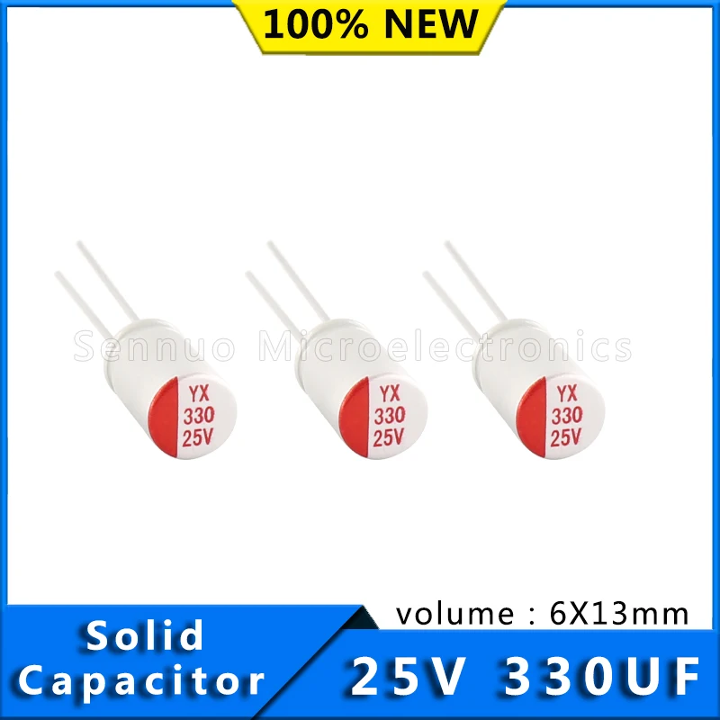 10pcs Capacitors 330 uf 25v Solid Electrolytic Capacitors 25v 330uf Solid State Capacitors 6x13 Aluminum Electrolytic Capacitors