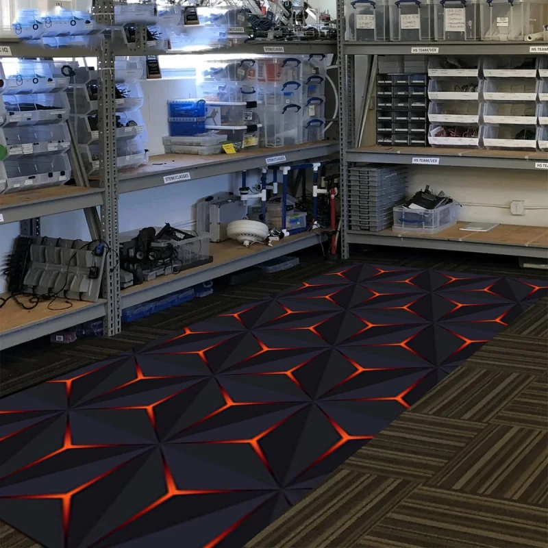 VIKAMA 3D Geometric Motorcycle Mat Garage Anti-Slip Cyber Fan Car Display Mat Hallway Bedroom Carpet Home Decor