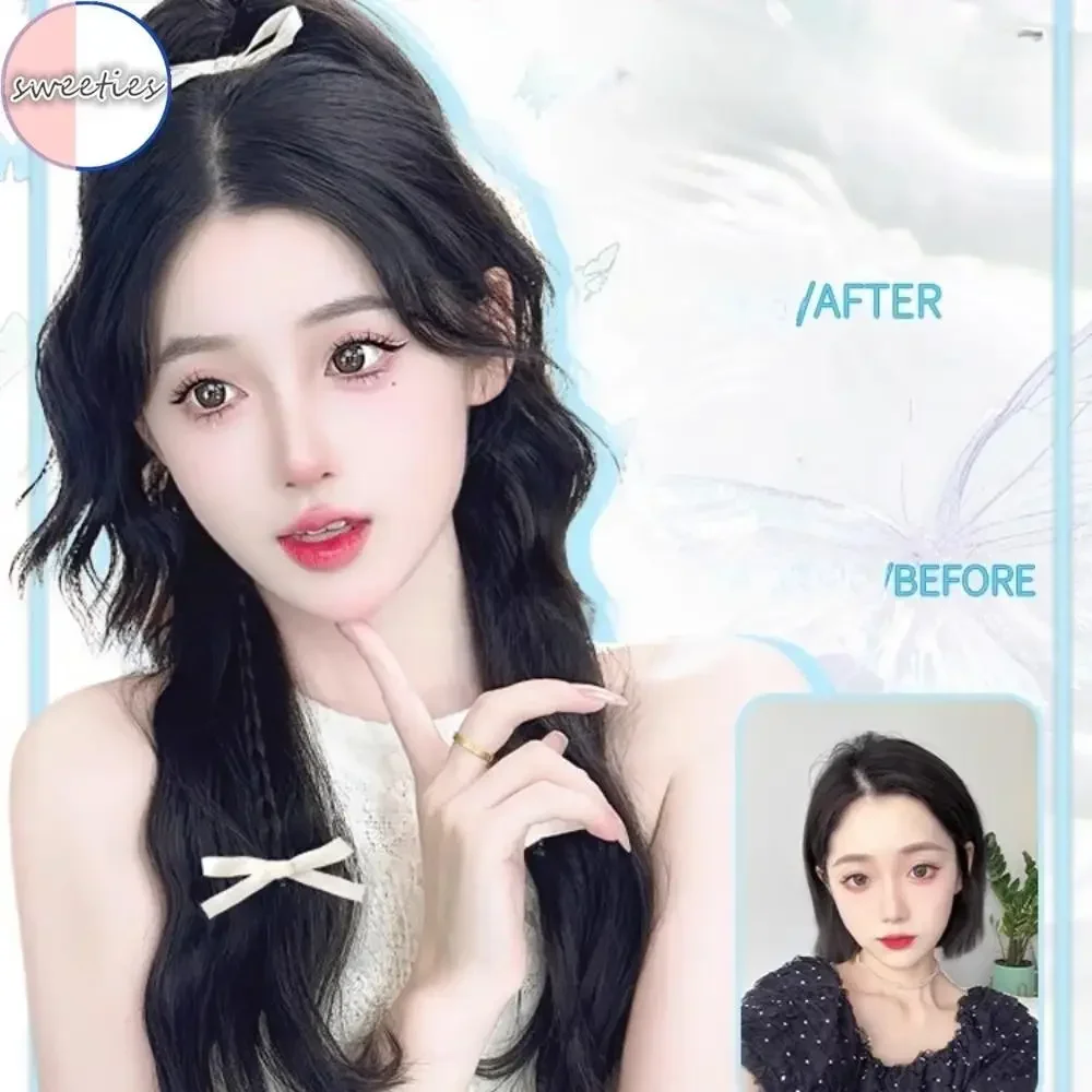 女性のための蝶ネクタイクリップ、合成ポニーテールウィッグ、女性のバレエヘアエクステンション、ハイローセット、ボクサーシミュレーション、y2k