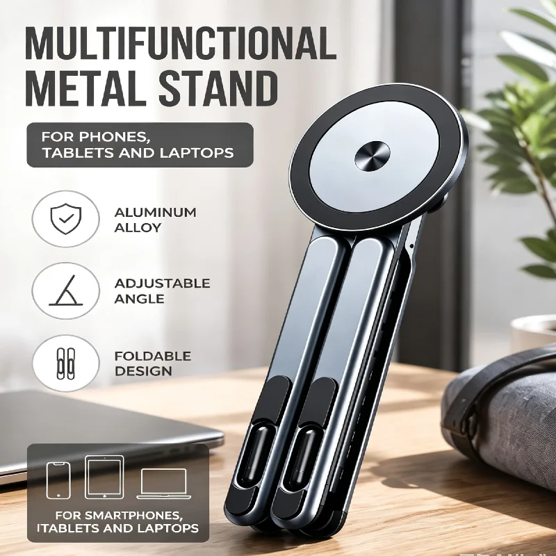 Magnetic Phone Laptop Table Stand Foldable Portable Computer Support Holder for Phone Pad Tablet Laptop Desktop Stand for Travel