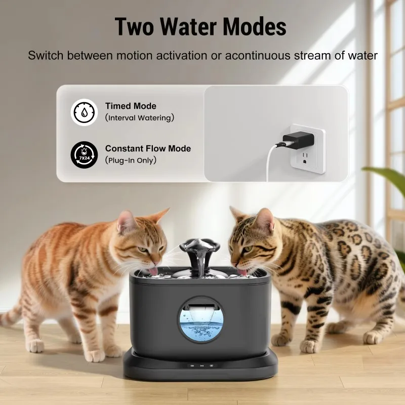 Cat fountain filter Wireless Plastic Pet Water Fountain 2.8L 5000mAh Lithium Battery Inductive Auto Shut-Off Filtered Dispenser