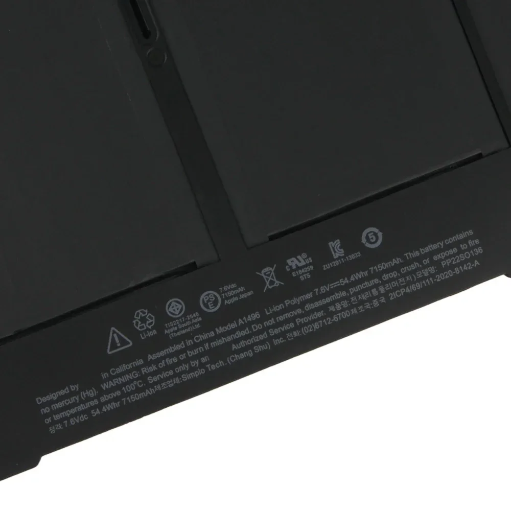 Replacement Battery A1496 For MacBook Air 13'' A1466 A1495 A1369 A1405 A1406 A1377 High Quality Batteries With Tools 7150mAh