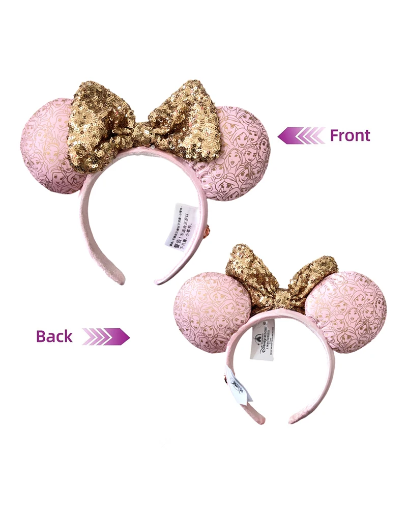 Disney Mickey Mouse Headband Princess Sequin Bow EARS COSTUME Headband Cosplay Plush Adult/Kids Gift