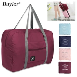 Buylor sacos de viagem dobráveis de náilon para mulheres sacos de armazenamento de bagagem de grande capacidade à prova dwaterproof água bolsas moda masculina ginásio duffle saco