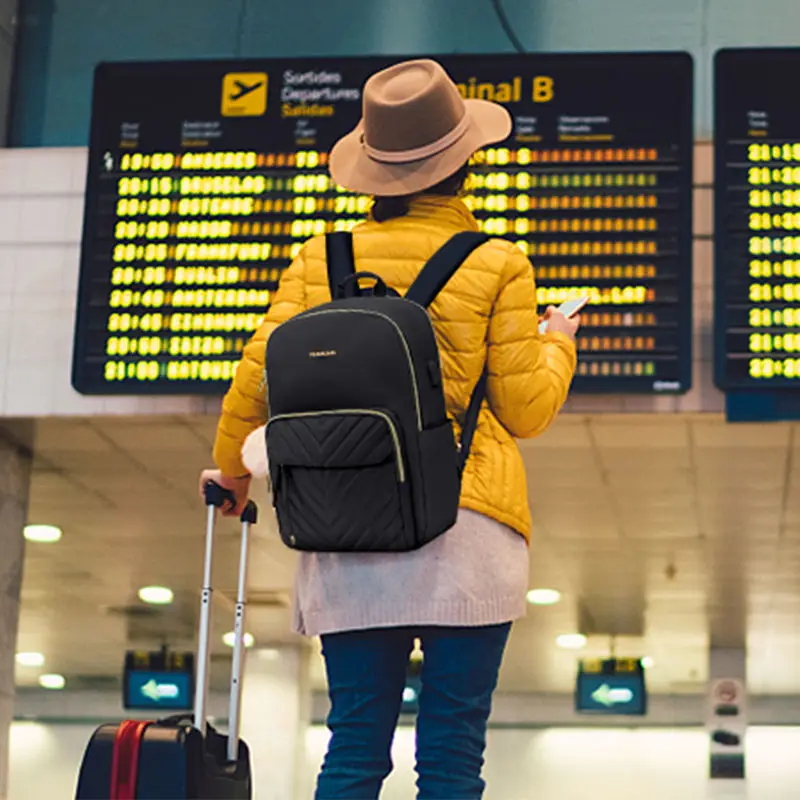 KINGSLONG-Sac à Dos Multifonction de Grande Capacité avec Port USB, Sacoche d'École, de Travail, de Voyage, Décontracté, à la Mode, pour Femme