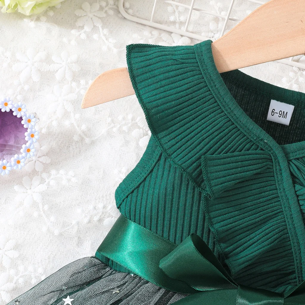 Dress Baby Girl Newborn 6-36 Months Baju Gaun Budak Perempuan Murah  Sleeveless Emerald Green Tulle Kids Princess Dresses