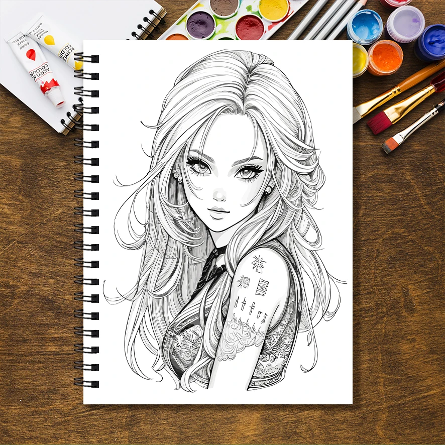 Summer Girls Adult Coloring Book - 8.3x 11.2 Inch 32 Page Coloring Book - Helps Reduce Stress and Ease Emotions