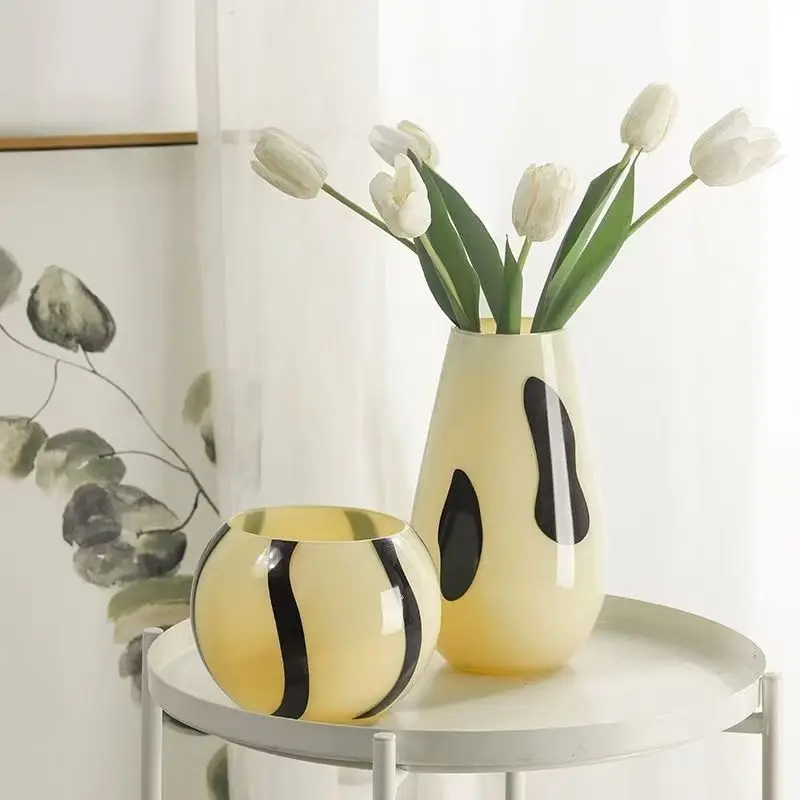 

Middle Ancient Glass Vase Ins Wind High Value Home Dining Table Flower Decoration Flower Arrangement Bottle Light Luxury