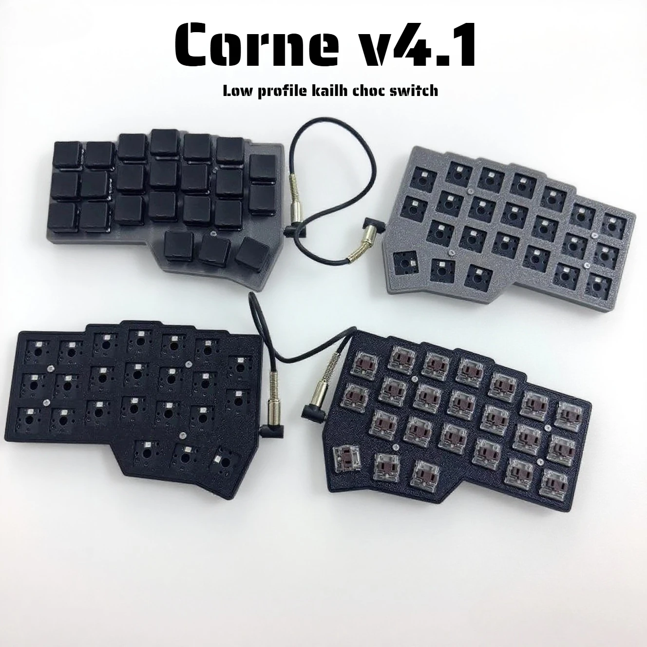 

CorneV4.1 Split Keyboard Low Profile Kailh Choc Keyboard Kit Custom Wired Single-mode Hotswap RGB QMK Horn Keyboard Game Teclado