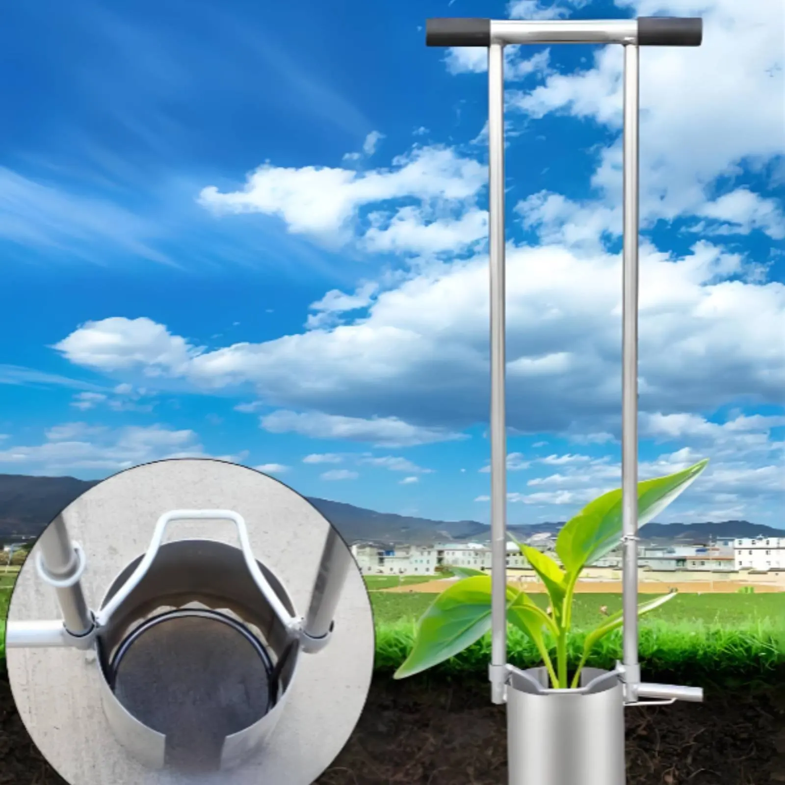 

Ручной инструмент для пересадки растений без необходимости наклоняться, ручной инструмент для выкапывания отверстий, инструмент для пересадки стоя, экономящий силы для садоводов