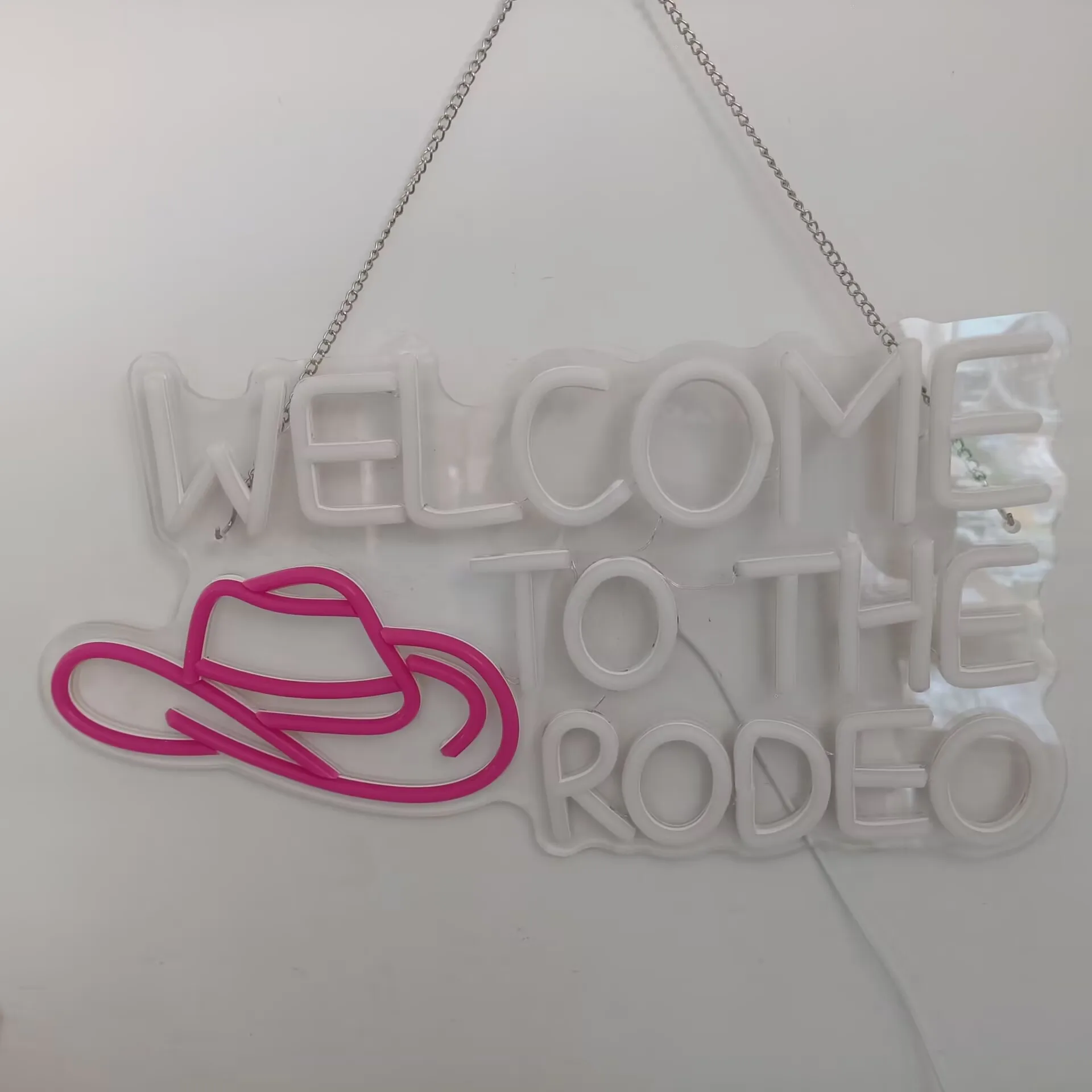 LED Neon Sign Welcome To The Rodeo Neon Sign USB Dimmable Suitable for Commercial Stores Window Party Club Gift for Cowboy Lover