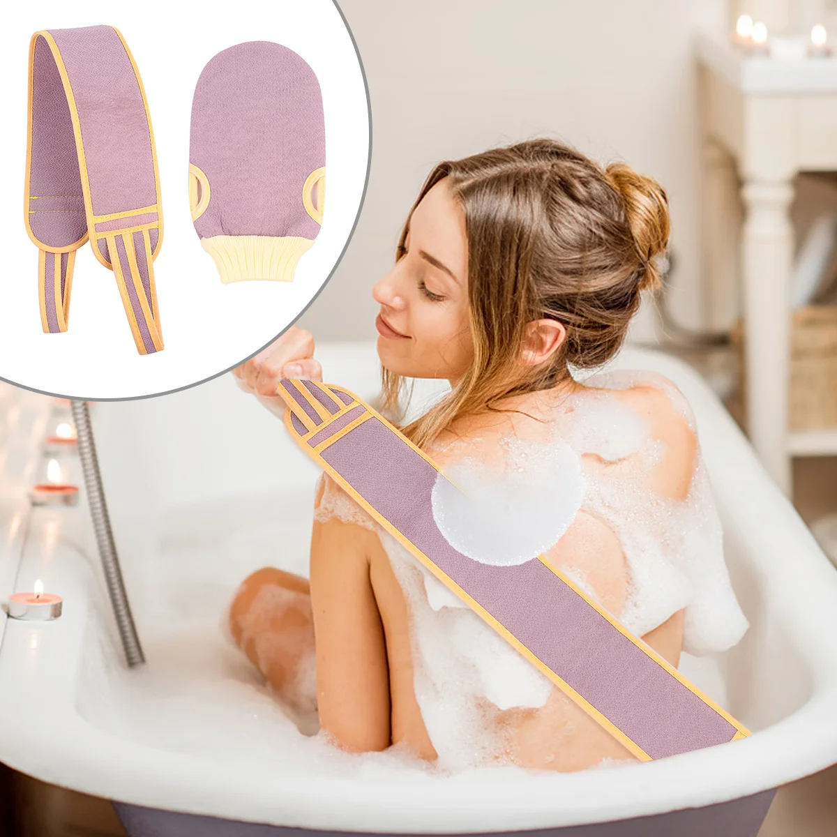 

2Pcs Back Scrubber Set High-Quality Polyester Exfoliating Bath Towel for Body Cleaning Gentle Skin Care Efficient Wash Tool