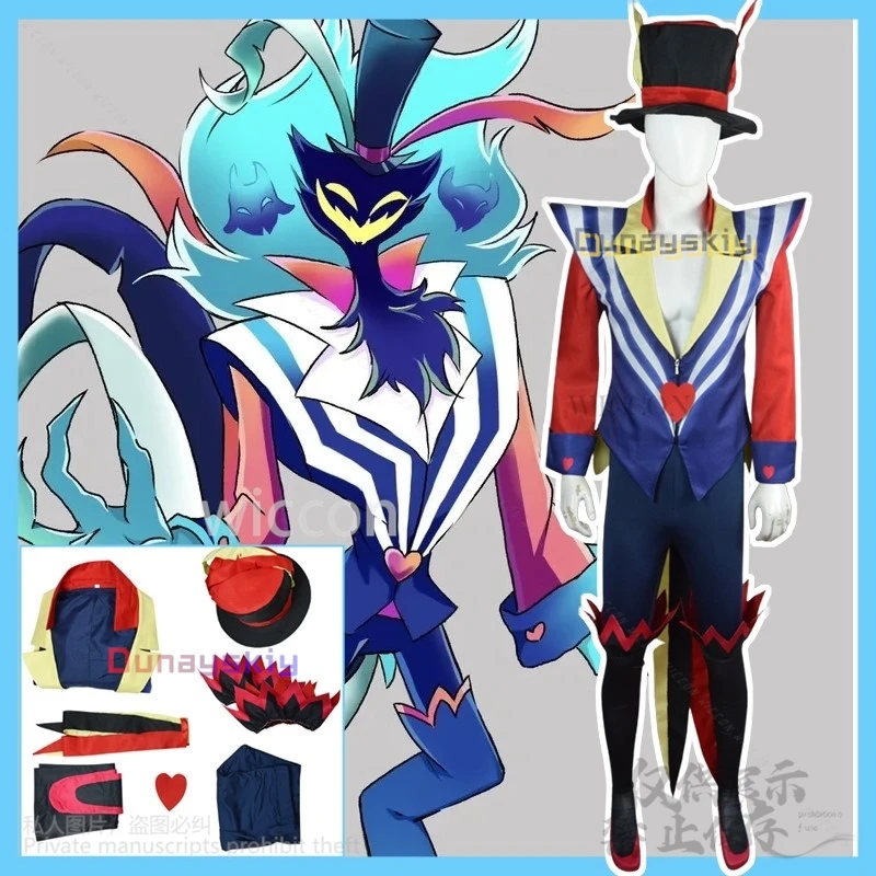

Anime Cartoon Helluva Cosplay Ozzie Costume Hat Coat Uniform For Man Woman Halloween Christmas Roleplay Boos Suit Customized