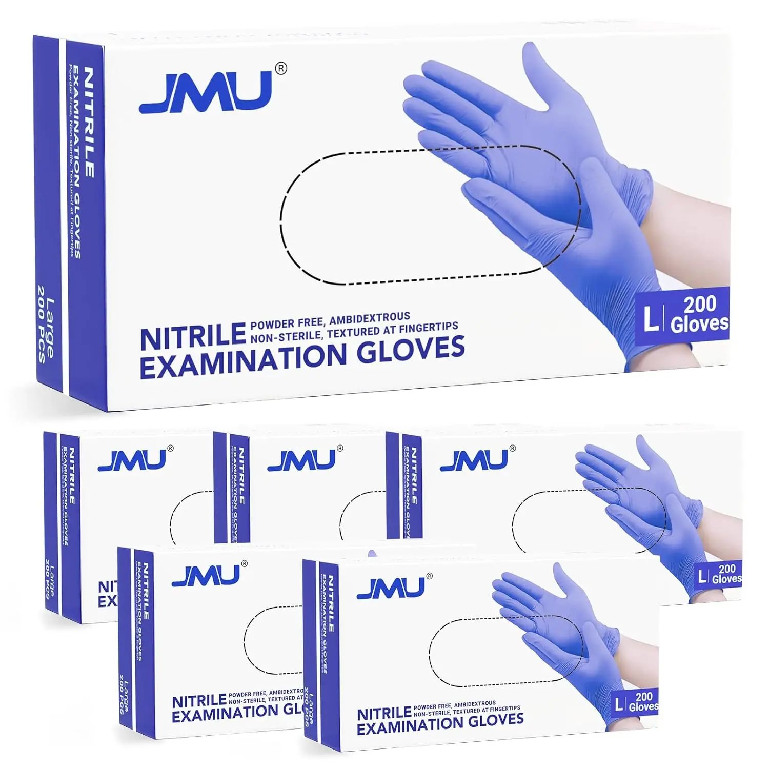 

Nitrile Gloves Large Case of 1200, Disposable Latex Free Bulk, 3.5 Mil, Violet Blue for Medical and Home Use