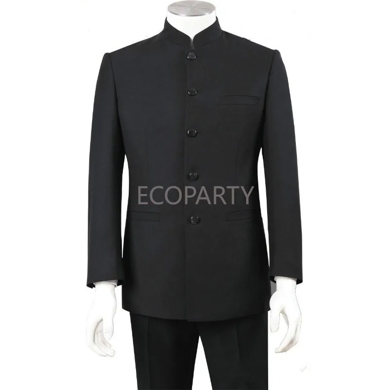 New Men Stand Mandarin Collar Mao Suit Slim Marriage Groom Best Man Suit Chinese-Style Dress Zhongshan Suits