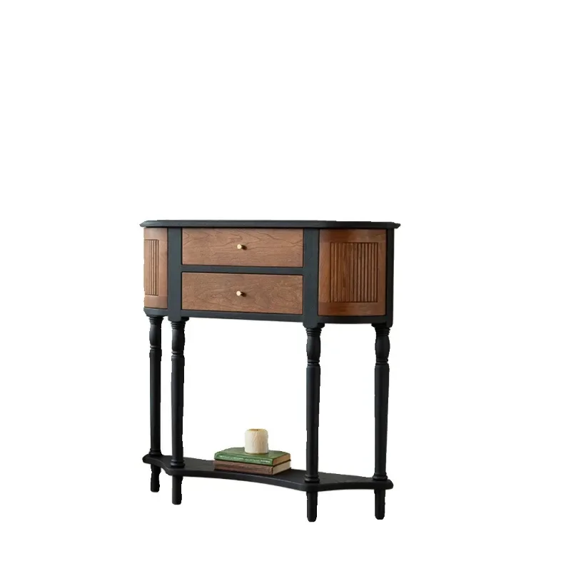 

French retro solid wood carved porch cabinet foyer partition cabinet American European solid wood dining side