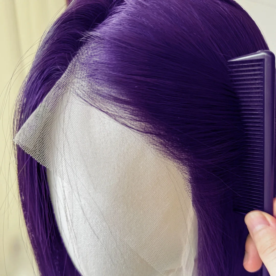 Starfire Cosplay Pruik Raven Korte Paarse Kant Voor Pruiken Rechte 12 inch 13x4 HD Kant Frontale Natuur uitziende Haar Hallowmas