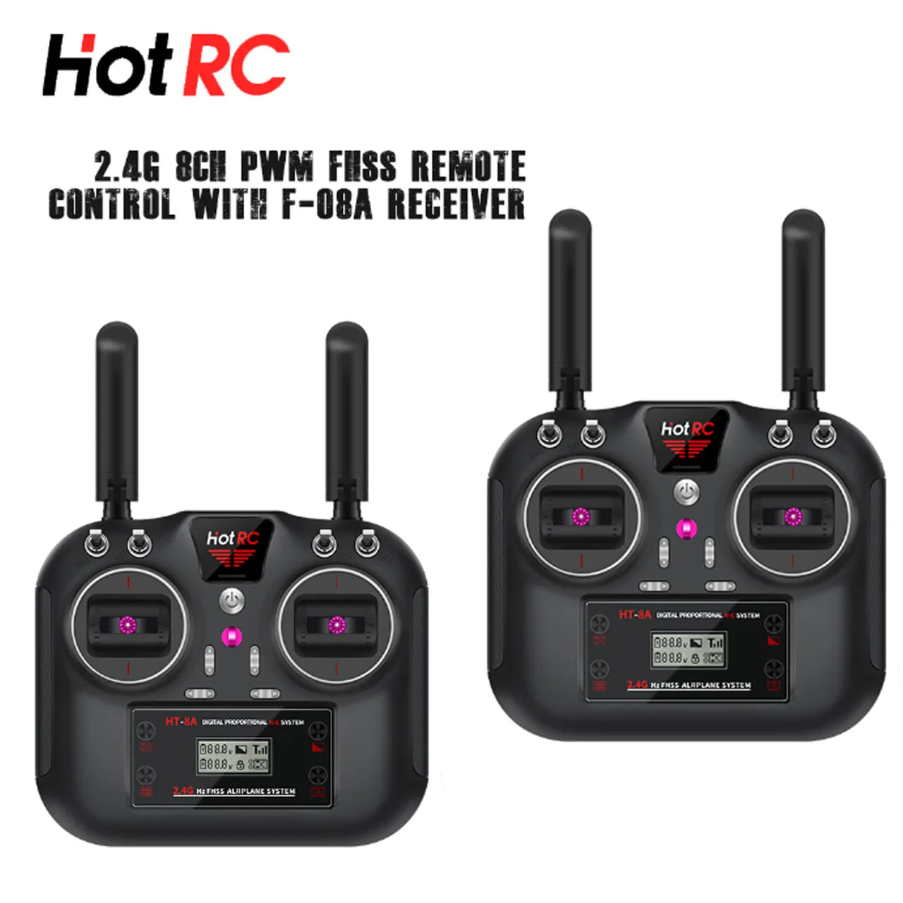 Hotrc HT-8A Transmitter and 8CH F-08A Receiver With Box for Drone RC Aircraft RC Car RC Ship