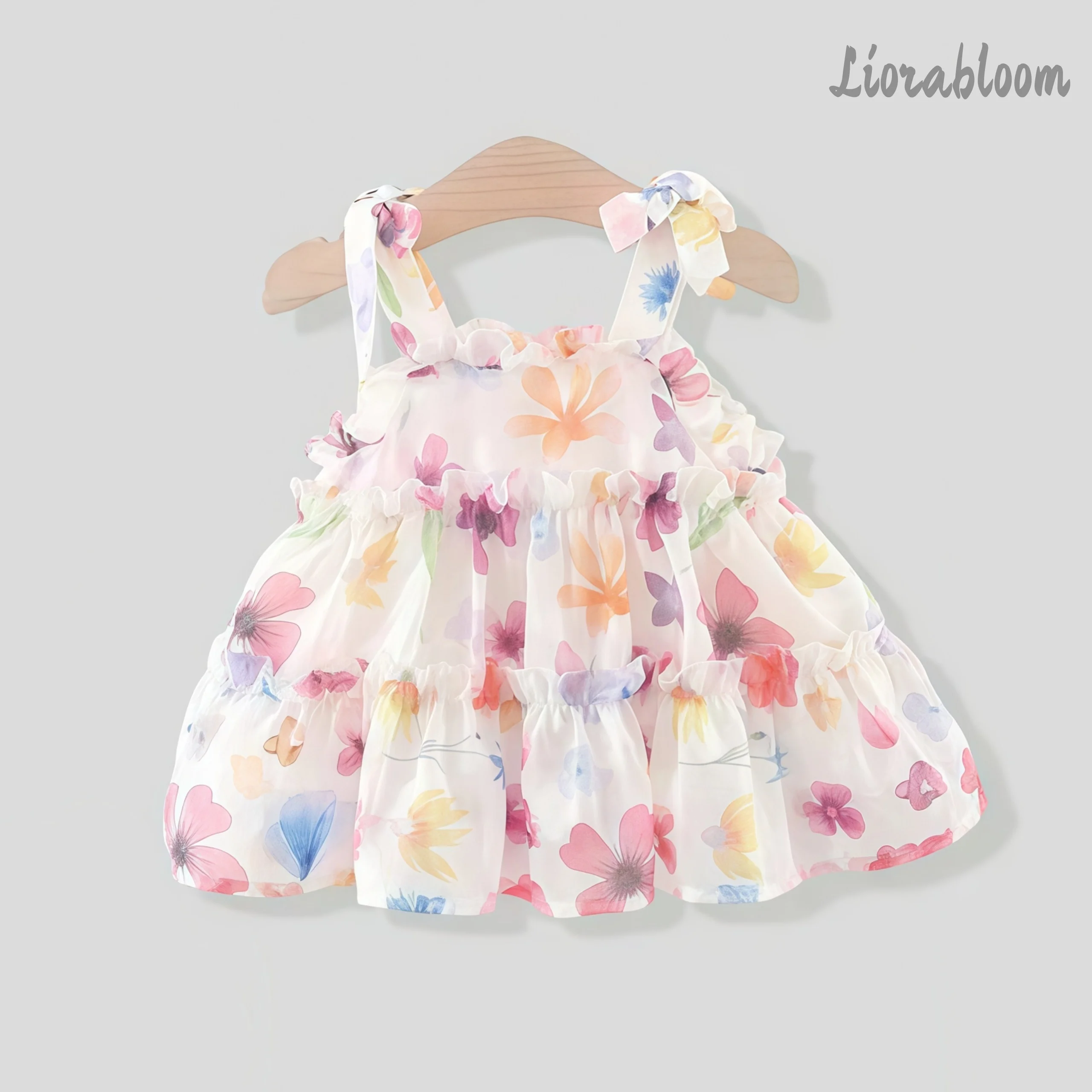 Girls' Strappy Wedding-Style Flower Girl Dress All-Over Floral Print Women's Wedding Party Attire Dress свадебное платье