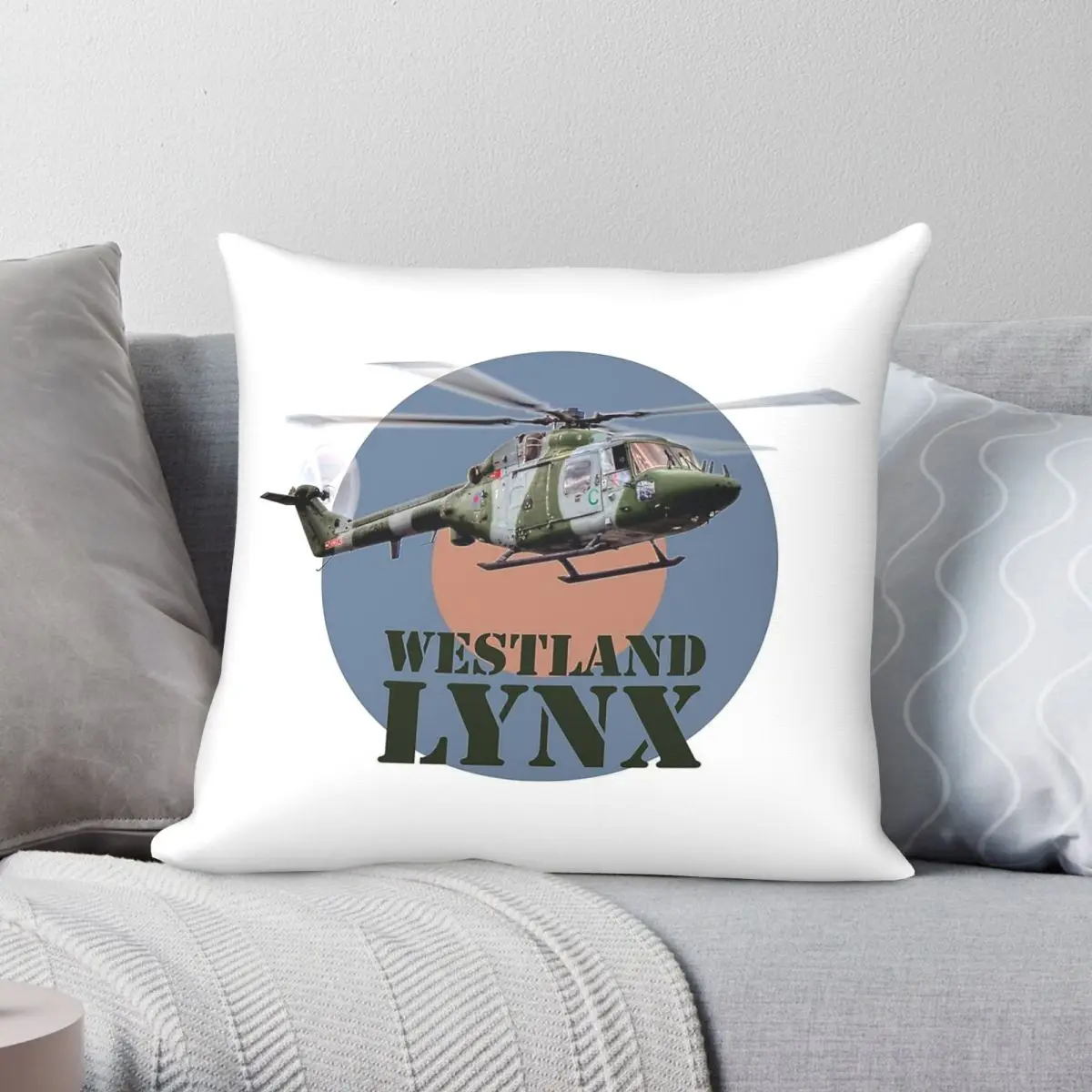 Funda de almohada Westland Lynx And Roundel, funda de almohada decorativa con cremallera y estampado de terciopelo y lino de poliéster, funda de cojín para cama