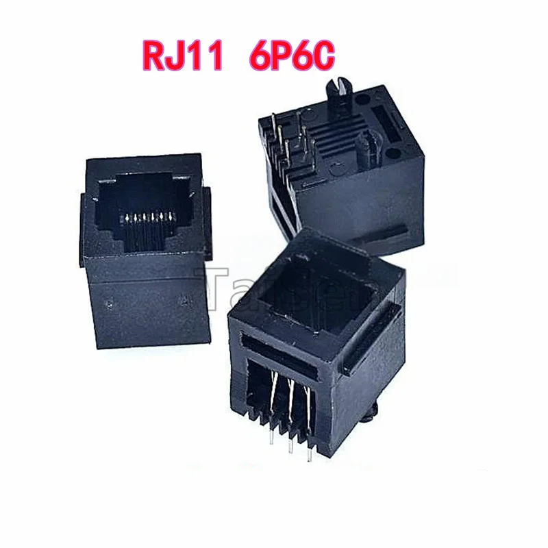10 PZ RJ11 Presa Telefonica Verticale 180 Gradi 95001 Testa di Cristallo Jack Femmina Nero 52-4P4C 52-6P6C 52-8P8C