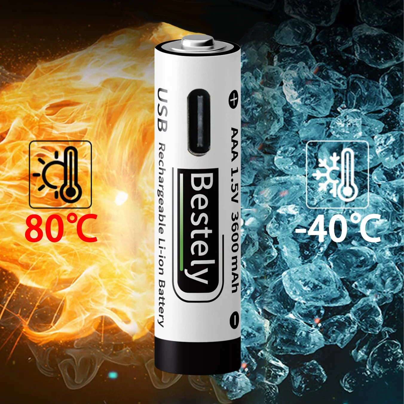 2025 جديد AAA 1.5 فولت 3600 مللي أمبير بطاريات ليثيوم أيون قابلة للشحن بطارية ليثيوم أيون عالية السعة 2000 دورة زمنية مع كابل USB-C مجاني #4