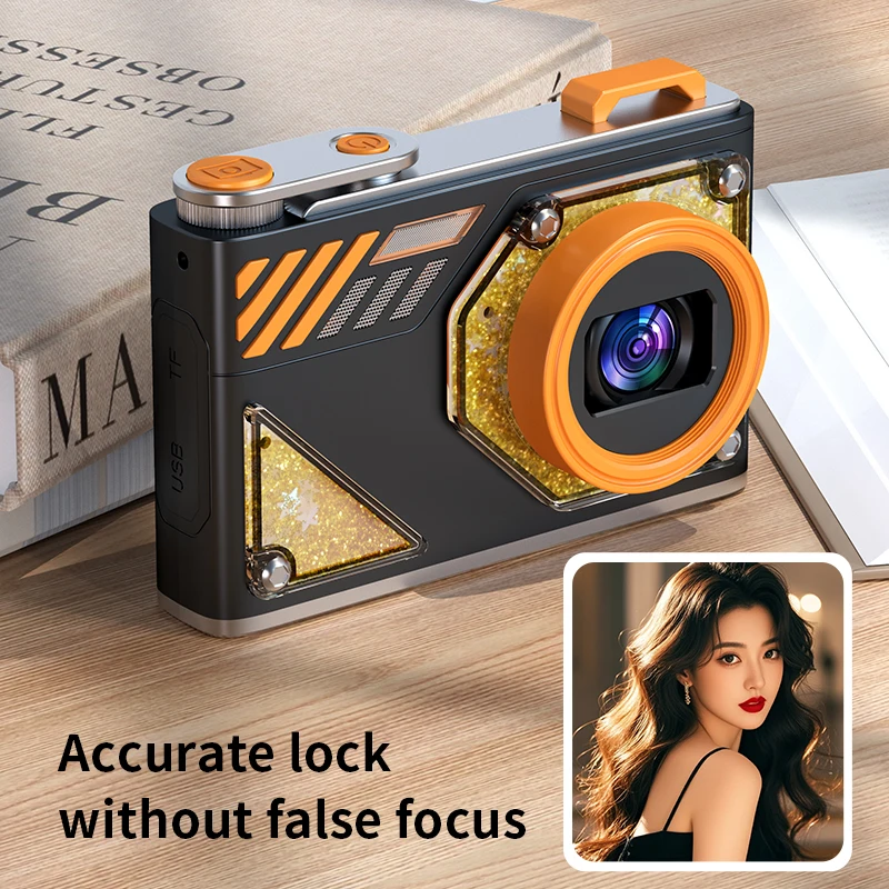 كاميرا رقمية 4K كاميرا تصوير رقمية 64 ميجابكسل 180 ° شاشة CCD قابلة للطي للأطفال، كاميرا سيلفيل مدمجة 8X للتكبير الرقمي