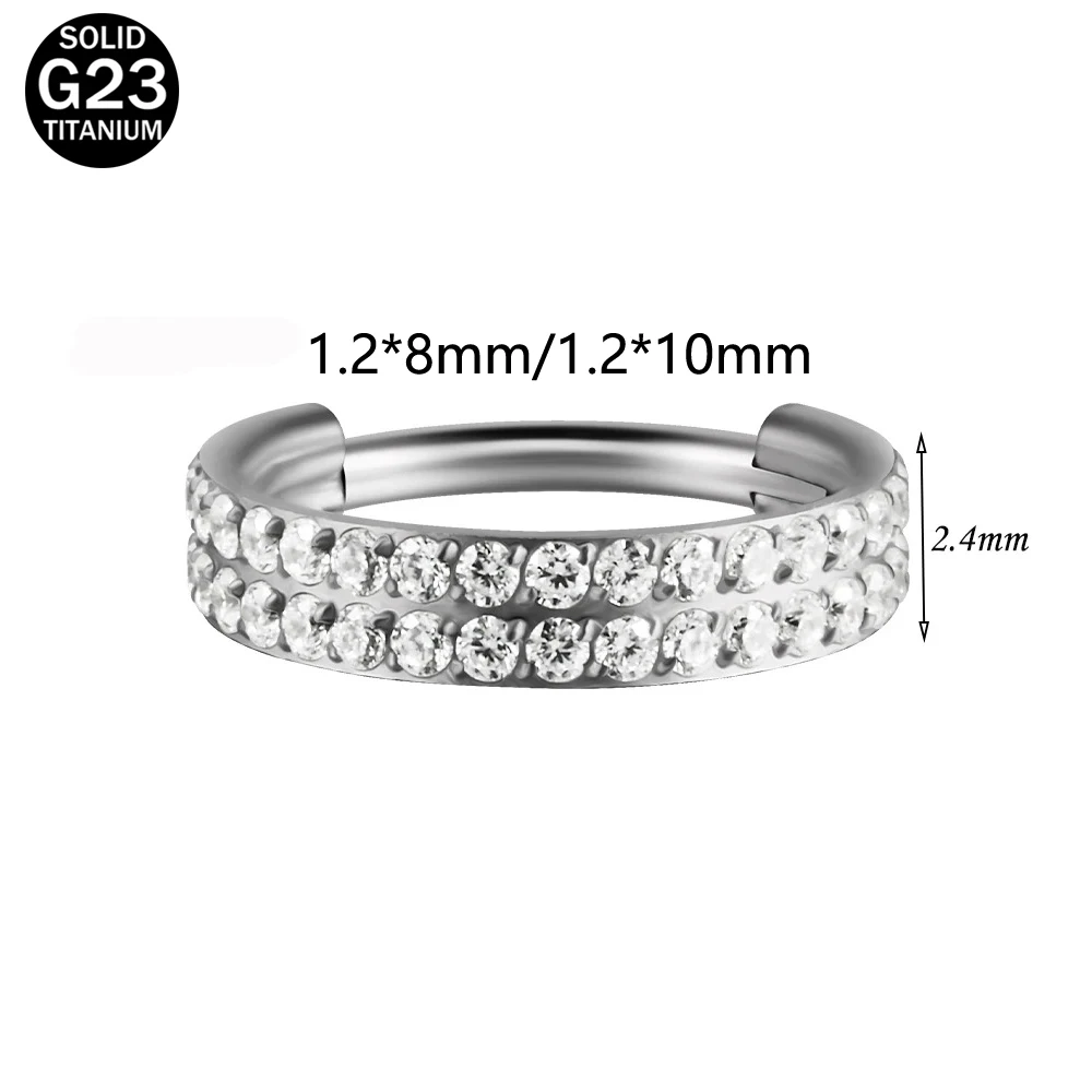 Silvery Golden ASTM F136 Titanium 16G Multilayer Zirconia Septum Nose Ring Combo Cartilage Ring Body Piercing Jewelry 8mm 10mm
