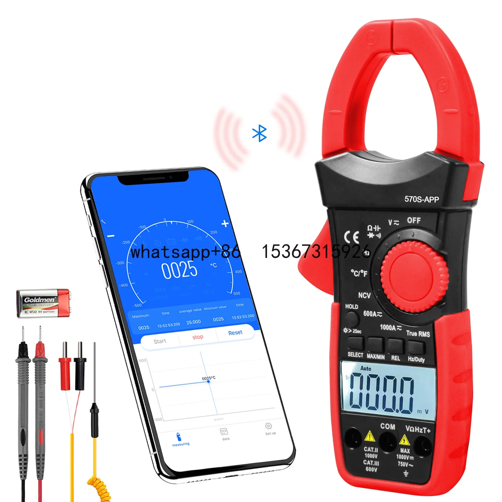 

q -570S-APP Portable 6000 Count Clamp Multimeter with App for Mobile Phones clamp meter ac dc q