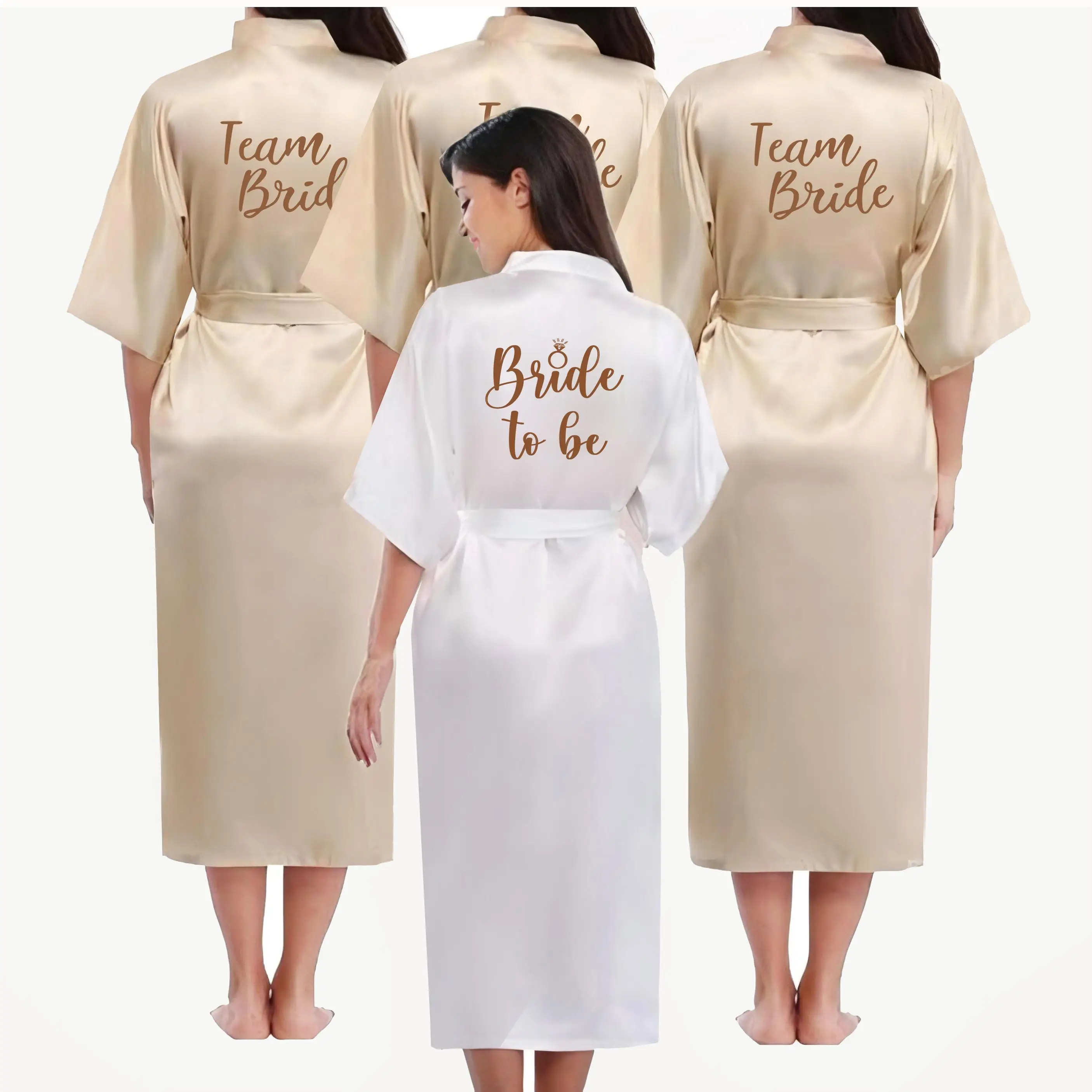 ชุดคลุมเจ้าสาวผ้าไหมพิมพ์ลายปัก  ชุดนอนผู้หญิง  ชุดลำลองใส่ในบ้าน  ผ้าบางเบาสำหรับฤดูร้อน